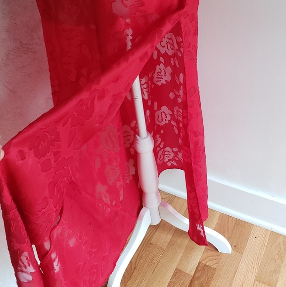 Vintage red slit ♥ Victoria's secret floral gown. Gold label - Picture 8 of 11